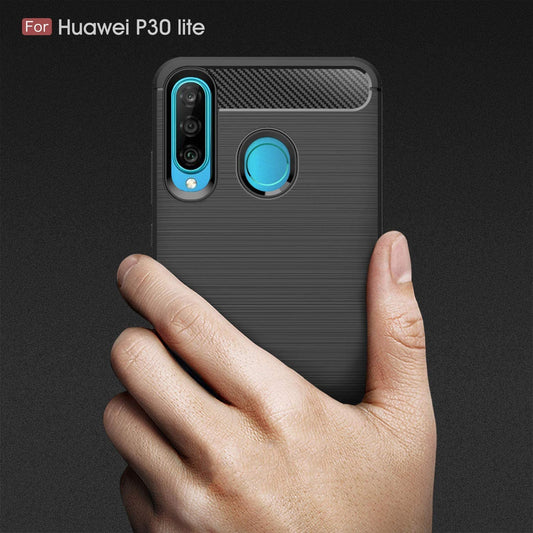Ovitek za Huawei P30 lite New Edition / P30 lite, Techsuit, Karbon, Črn