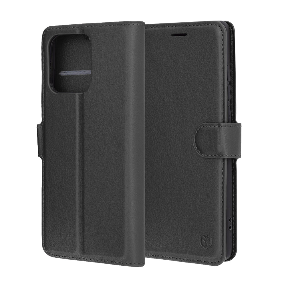 Ovitek za Motorola Edge 60 Fusion / Edge 60, Techsuit, usnjen folio, črn