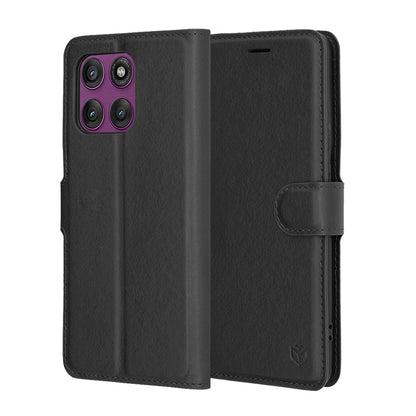 Case for Motorola Edge 60 Pro, Techsuit, Leather Folio, Black