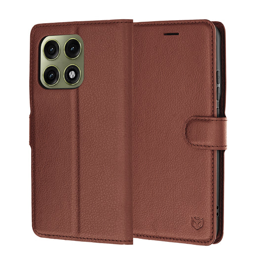 Ovitek za Motorola Edge 70 Pro, Techsuit, usnjeni folio, rjav