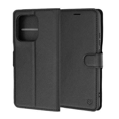 Ovitek za Motorola Edge 70 Ultra / Signature, Techsuit, usnjeni folio, črn
