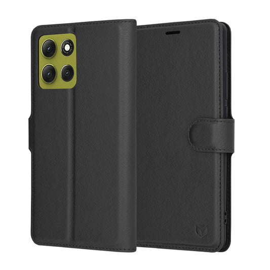 Ovitek za Motorola Moto G86, Techsuit, usnjeni folio, črn