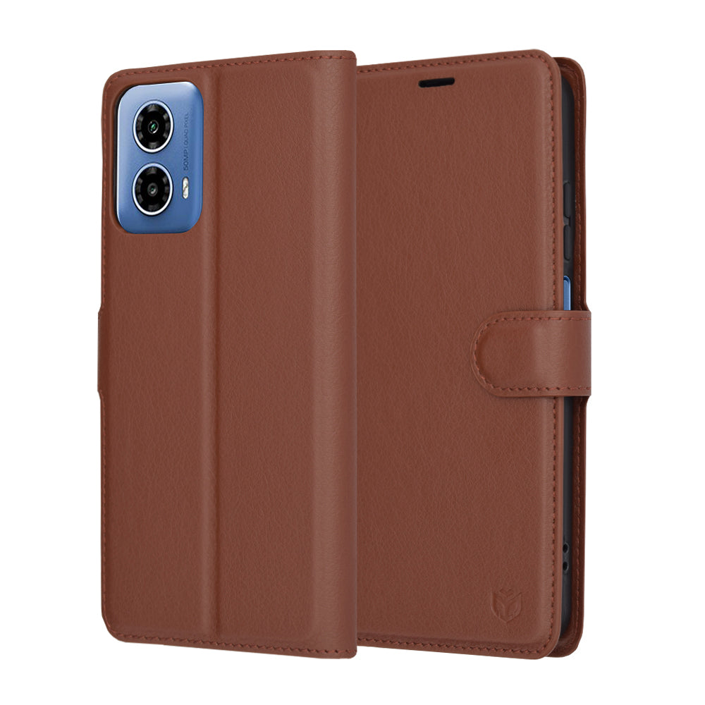 Ovitek za Motorola Moto G45 / G34, Techsuit, Leather Folio, rjava