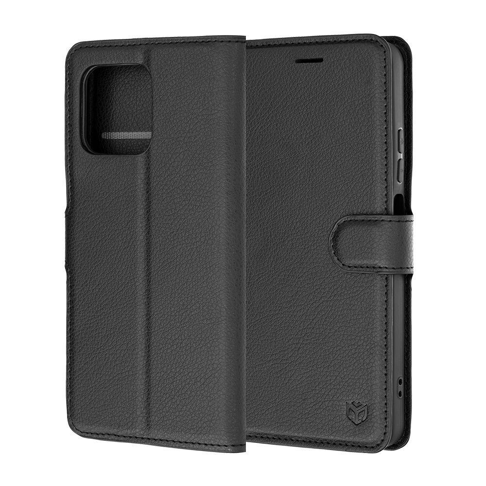 Ovitek za Motorola Moto G47 / G37 Power / G37, Techsuit, usnjeni folio, črn