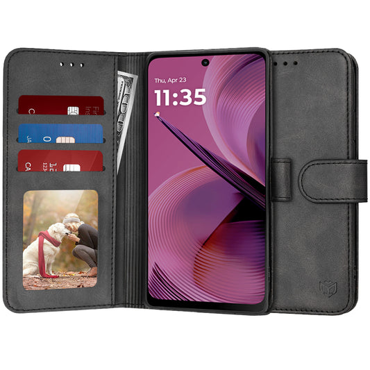 Ovitek za Motorola Moto G55, Techsuit, Diary Book, Črn