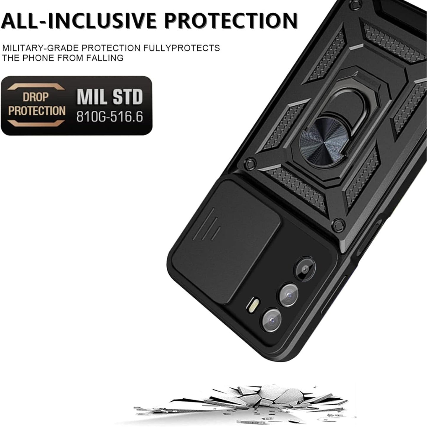 Ovitek za Motorola Moto G62 5G, Techsuit, CamShield, Črn