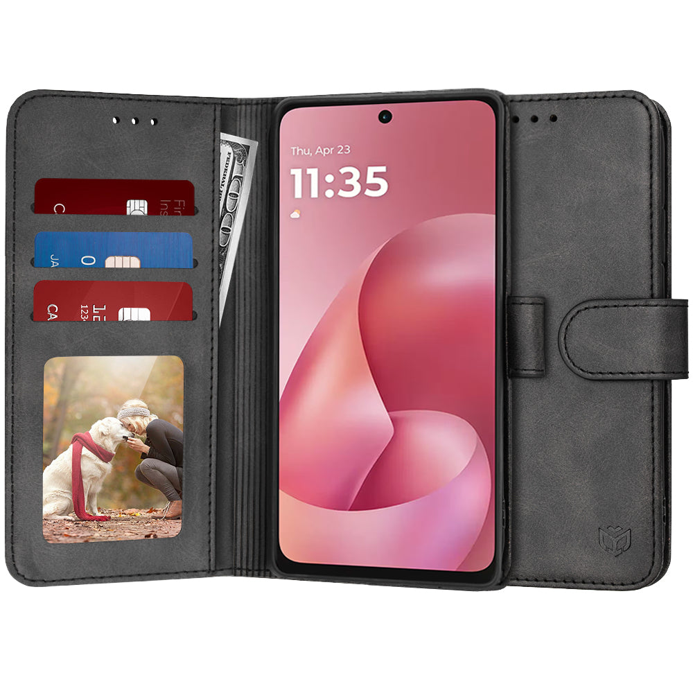 Ovitek za Motorola Moto G67 Power / G57 Power, Techsuit, Diary Book, Črna