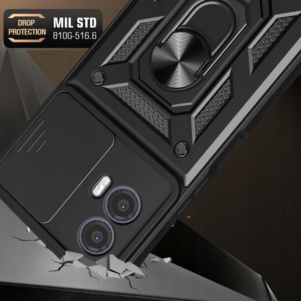 Ovitek za Motorola Moto G73, Techsuit, CamShield, Črn