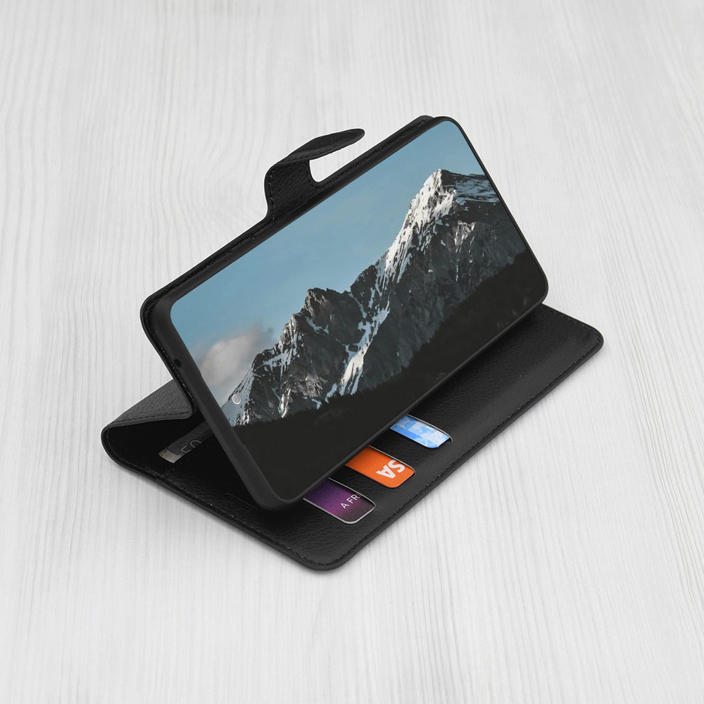 Ovitek za Motorola Moto G86 Power, Techsuit, usnjen folio, črn