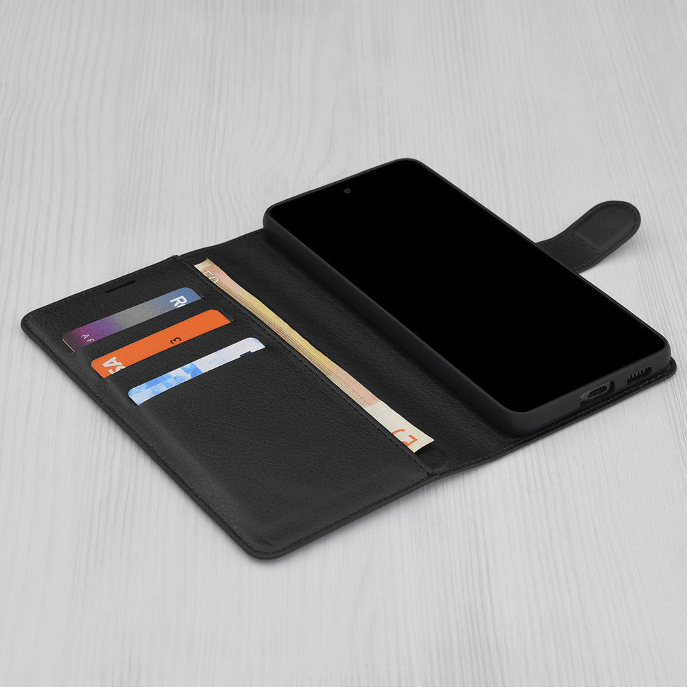 Ovitek za Motorola Moto G86 Power, Techsuit, usnjen folio, črn