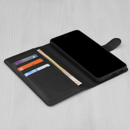 Ovitek za Motorola Moto G86 Power, Techsuit, usnjen folio, črn