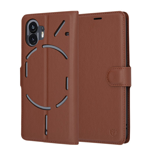 Ovitek za Nothing Phone (2), Techsuit, usnjeni folio, rjav