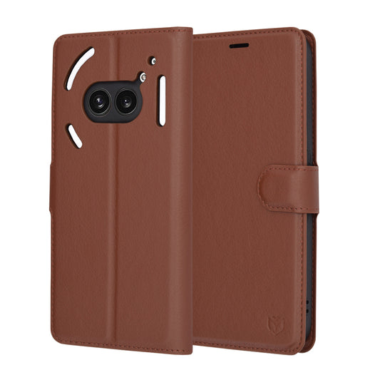 Ovitek za Nothing Phone (2a) Plus / Phone (2a), Techsuit, usnjeni folio, rjav