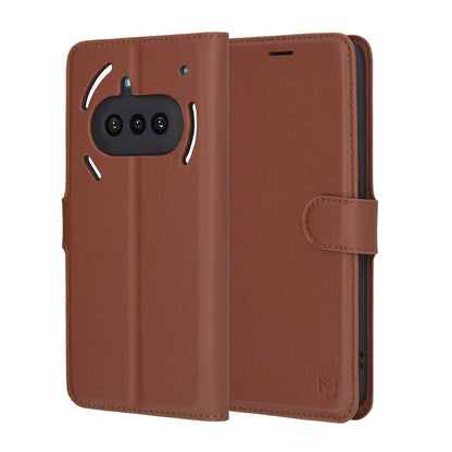 Ovitek za Nothing Phone (3a), Techsuit, usnjeni folio, rjav