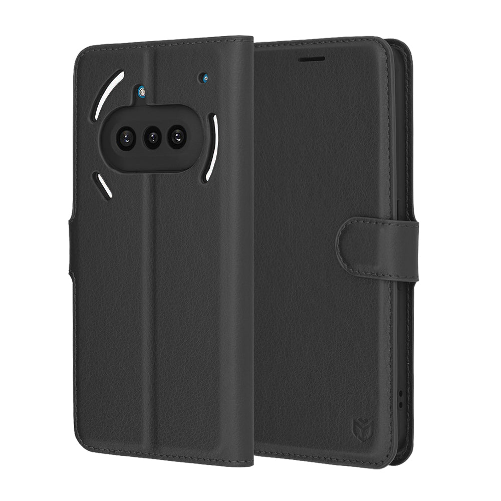 Ovitek za Nothing Phone (3a), Techsuit, usnjen folio, črn