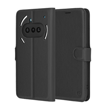 Ovitek za Nothing Phone (3a), Techsuit, usnjen folio, črn