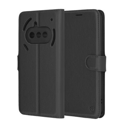 Ovitek za Nothing Phone (3a), Techsuit, usnjen folio, črn