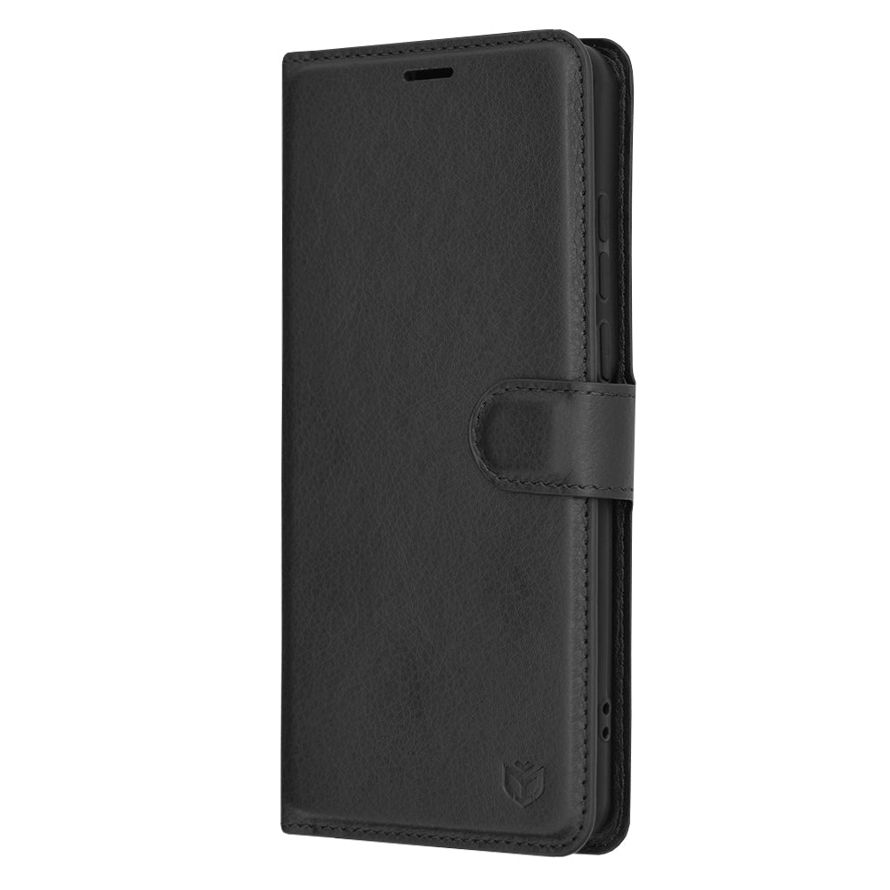 Ovitek za OnePlus 12, Techsuit, usnjeni folio, črn