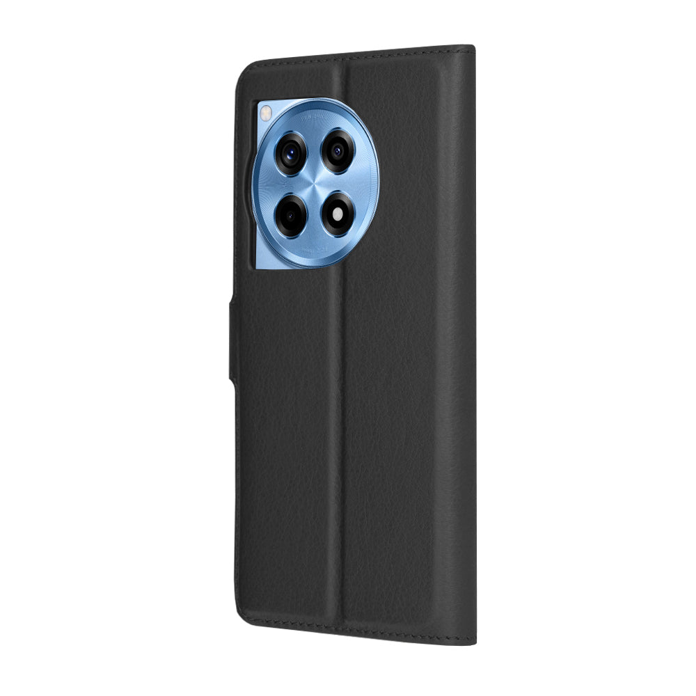 Ovitek za OnePlus 12R, Techsuit, usnjen folio, črn