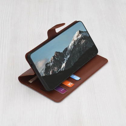 Ovitek za OnePlus 13R, Techsuit, usnjeni folio, rjav