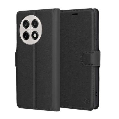 Ovitek za OnePlus 13R, Techsuit, usnjeni folio, črn