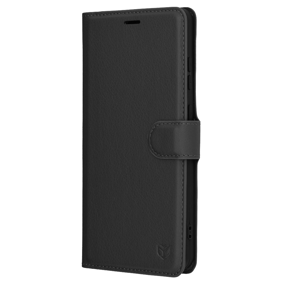 Ovitek za OnePlus 13R, Techsuit, usnjeni folio, črn