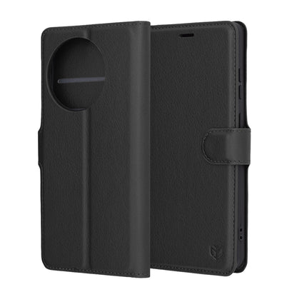 Ovitek za OnePlus 13R, Techsuit, usnjeni folio, črn
