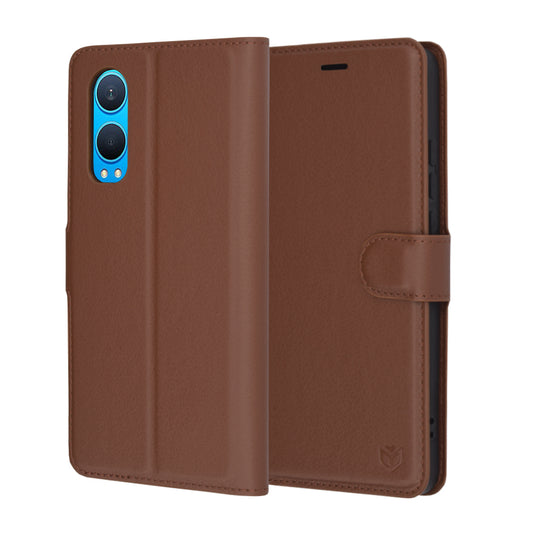 Ovitek za OnePlus Nord CE4 Lite, Techsuit, usnjeni folio, rjav