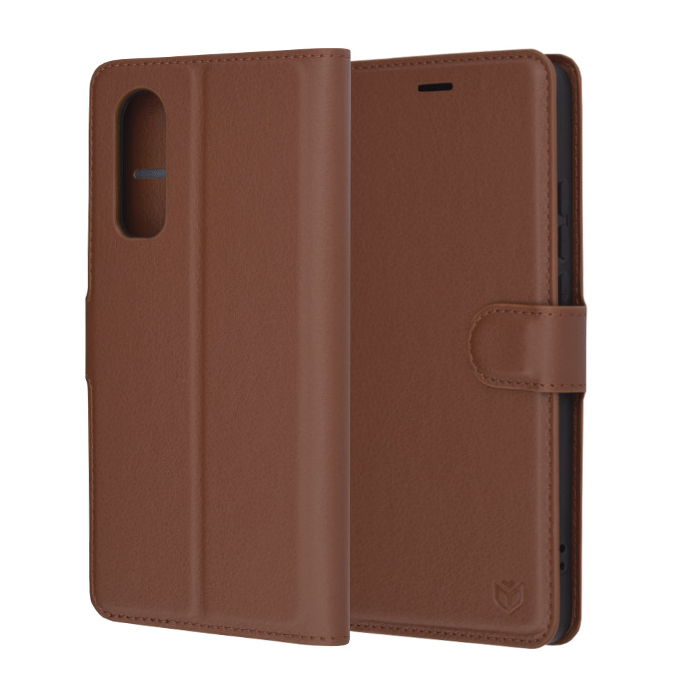 Case for OnePlus Nord CE4 Lite, Techsuit, Leather Folio, Brown