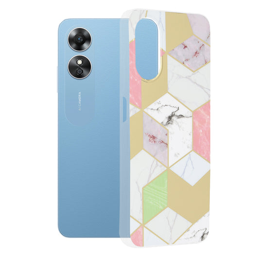 Ovitek za Oppo A17, Techsuit, Marble, Vijoličen