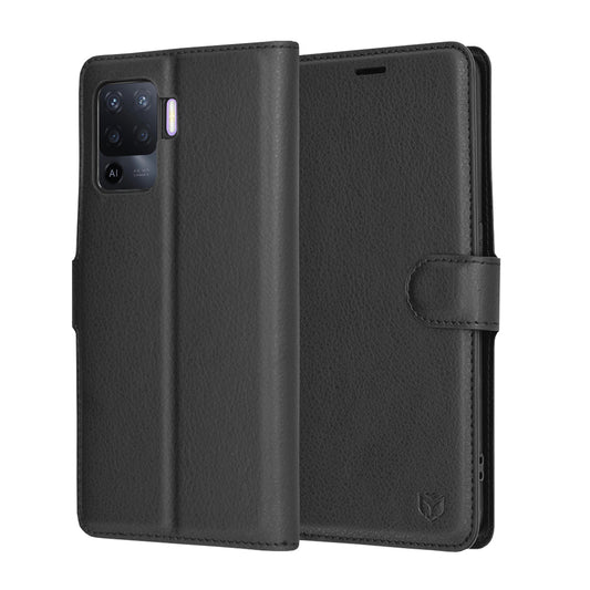 Ovitek za Oppo A94 / Reno5 Lite, Techsuit, usnjen folio, črn