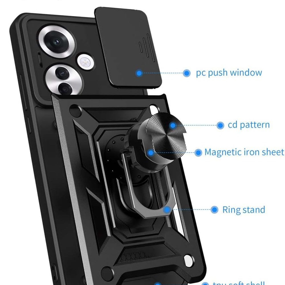 Ovitek za Oppo Reno11 F, Techsuit, CamShield, Črn
