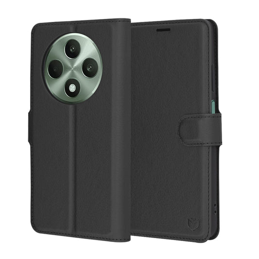 Ovitek za Oppo Reno12 FS 5G / Reno12 FS 4G / Reno12 F 4G / Reno12 F, Techsuit, usnjen folio, črn