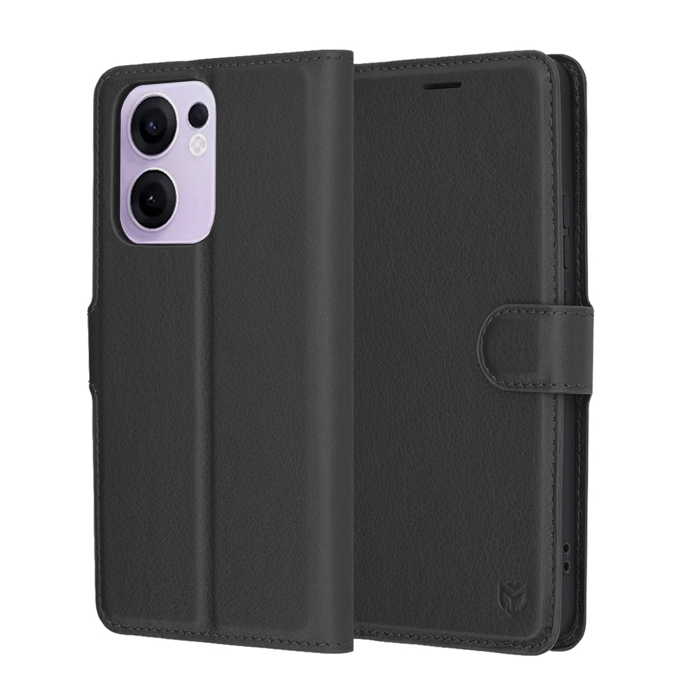 Ovitek za Oppo Reno13 FS 5G / Reno13 F 4G / Reno13 F, Techsuit, usnjen folio, črn