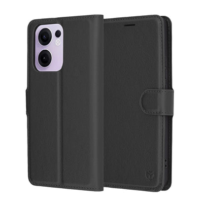 Ovitek za Oppo Reno13 FS 5G / Reno13 F 4G / Reno13 F, Techsuit, usnjen folio, črn