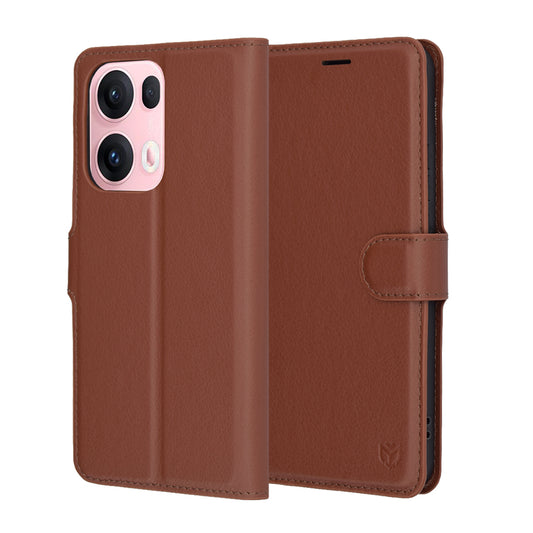 Ovitek za Oppo Reno13 Pro, Techsuit, usnjeni folio, rjav