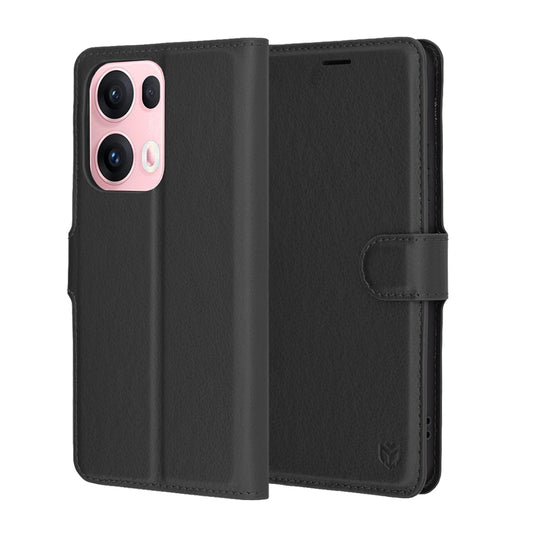 Ovitek za Oppo Reno13 Pro, Techsuit, usnjeni folio, črn