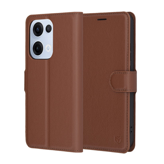 Ovitek za Oppo Reno13, Techsuit, usnjeni folio, rjav