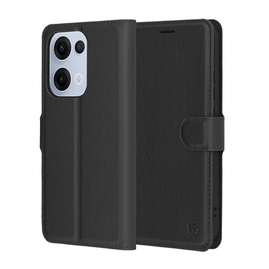 Ovitek za Oppo Reno13, Techsuit, usnjeni folio, črn