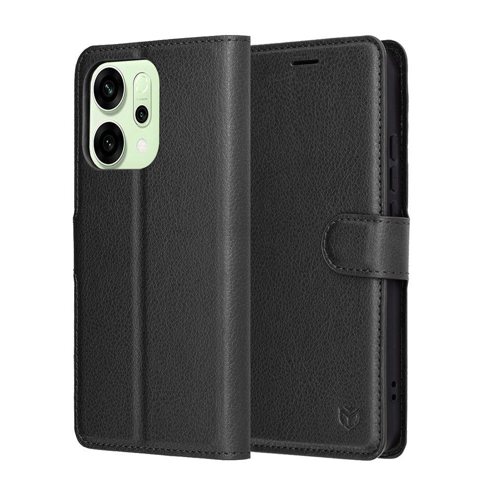 Ovitek za Oppo Reno14, Techsuit, Leather Folio, Črn