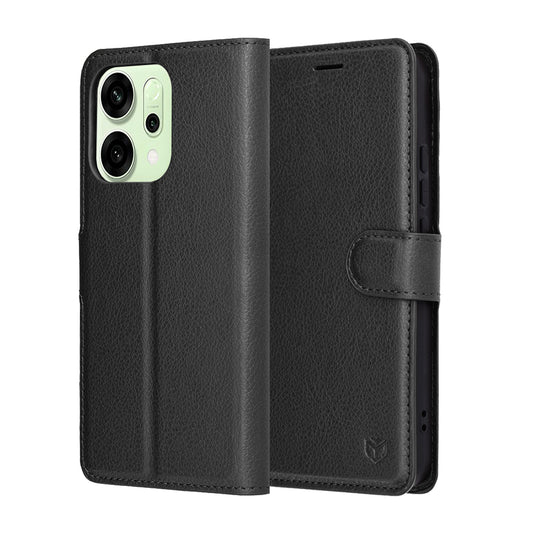 Ovitek za Oppo Reno14, Techsuit, Leather Folio, Črn