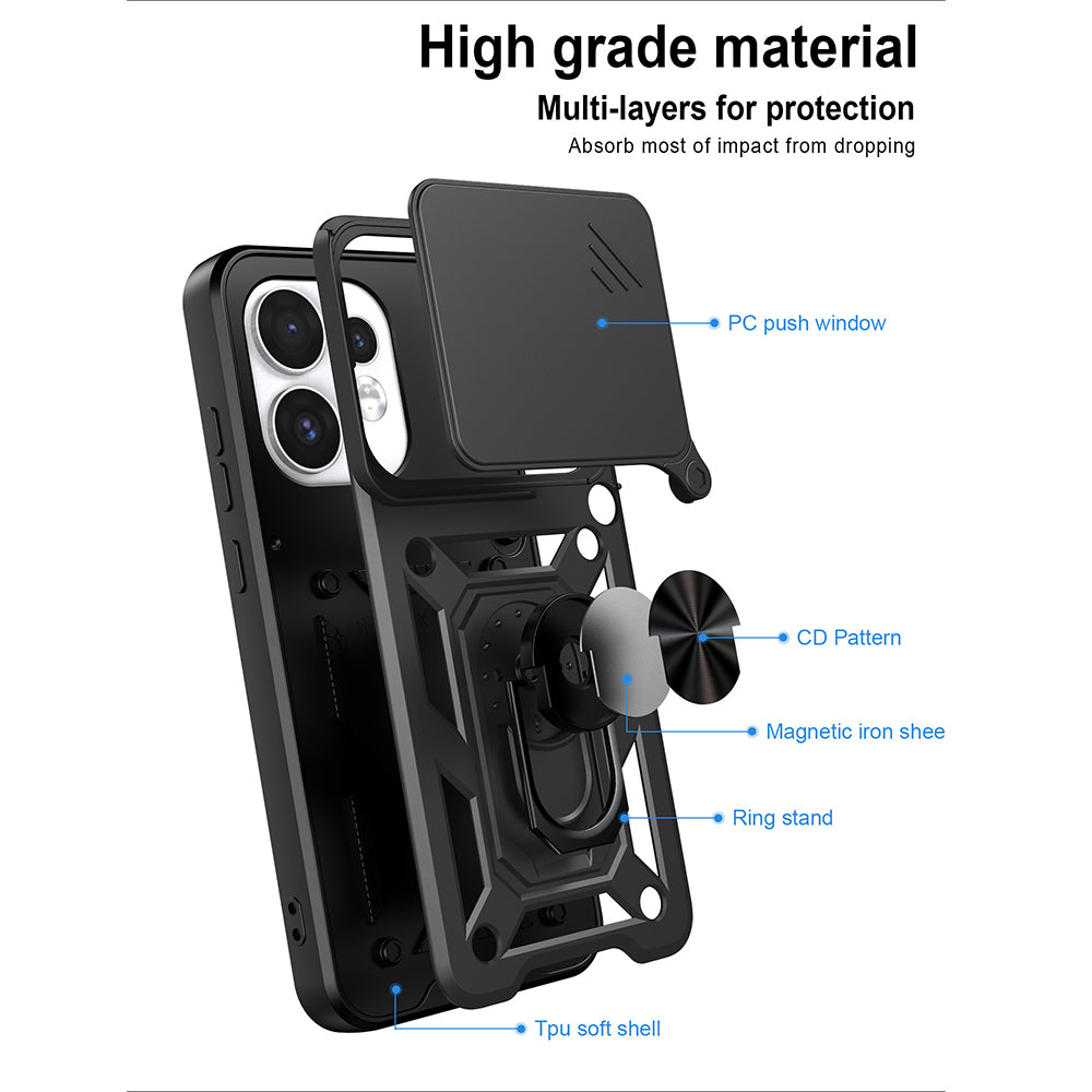 Ovitek za Oppo Reno16 / Reno16 Pro, Techsuit, CamShield, Črn