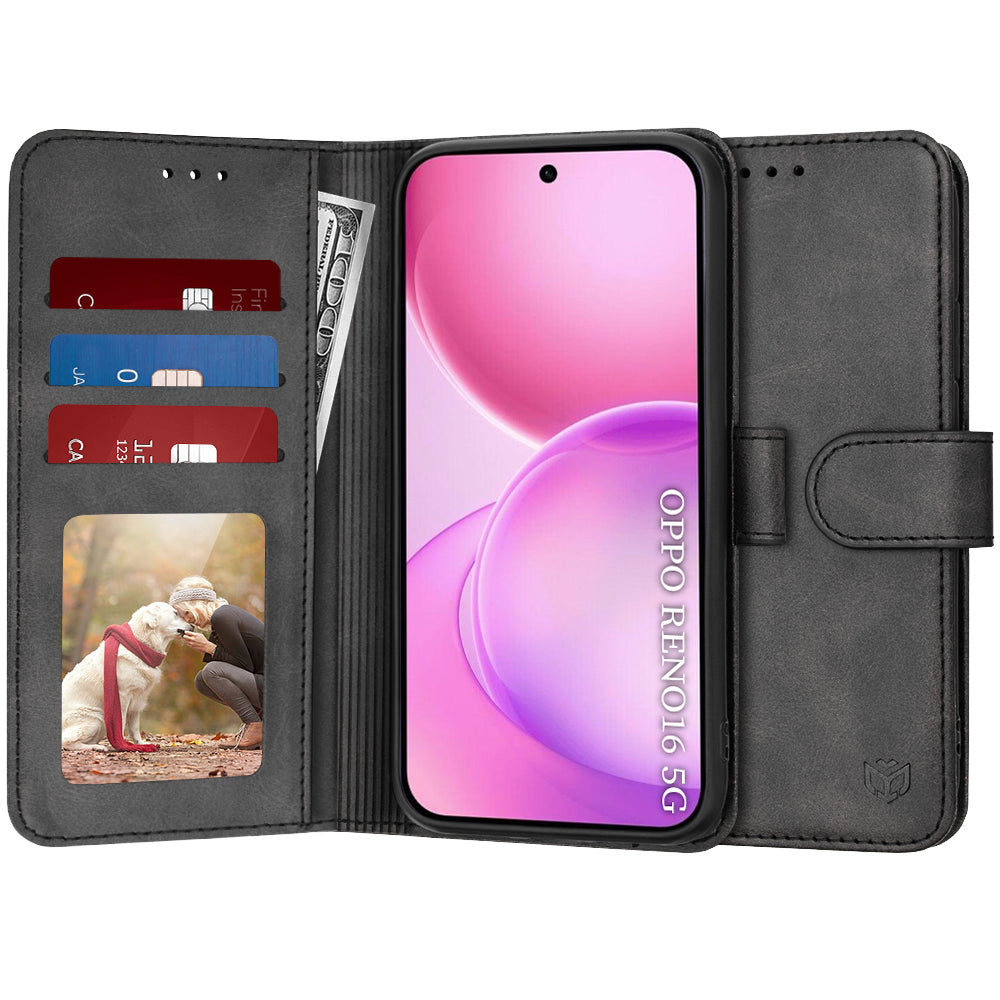 Ovitek za Oppo Reno16 / Reno16 Pro, Techsuit, Diary Book, Črn