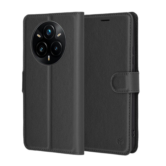 Ovitek za Realme 14 Pro+, Techsuit, usnjeni folio, črn
