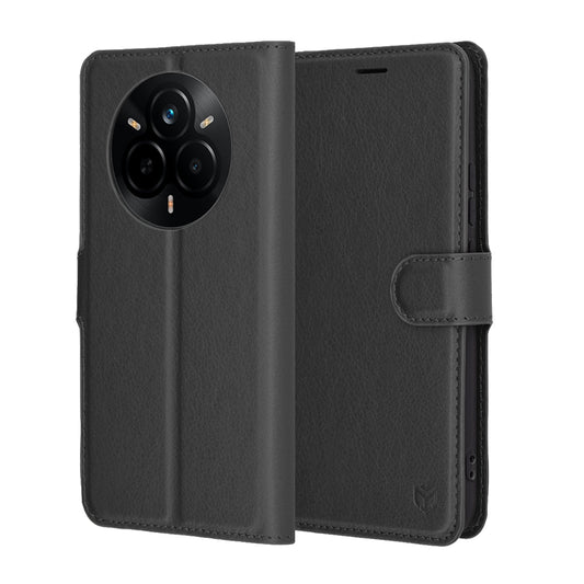 Ovitek za Realme 14 Pro, Techsuit, usnjeni folio, črn