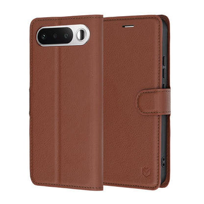 Ovitek za Realme 16, Techsuit, usnjeni folio, rjav