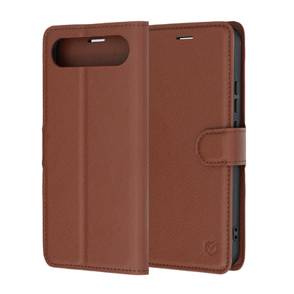 Ovitek za Realme 16, Techsuit, usnjeni folio, rjav
