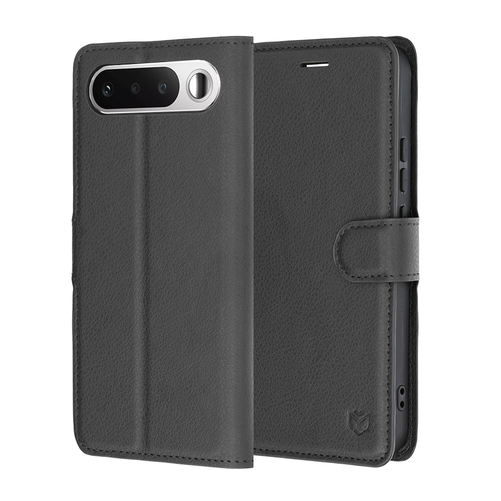 Ovitek za Realme 16, Techsuit, usnjeni folio, črn