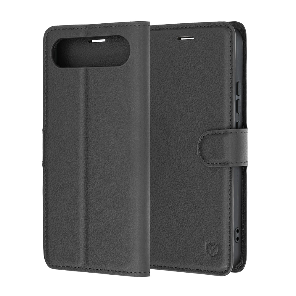 Ovitek za Realme 16, Techsuit, usnjeni folio, črn