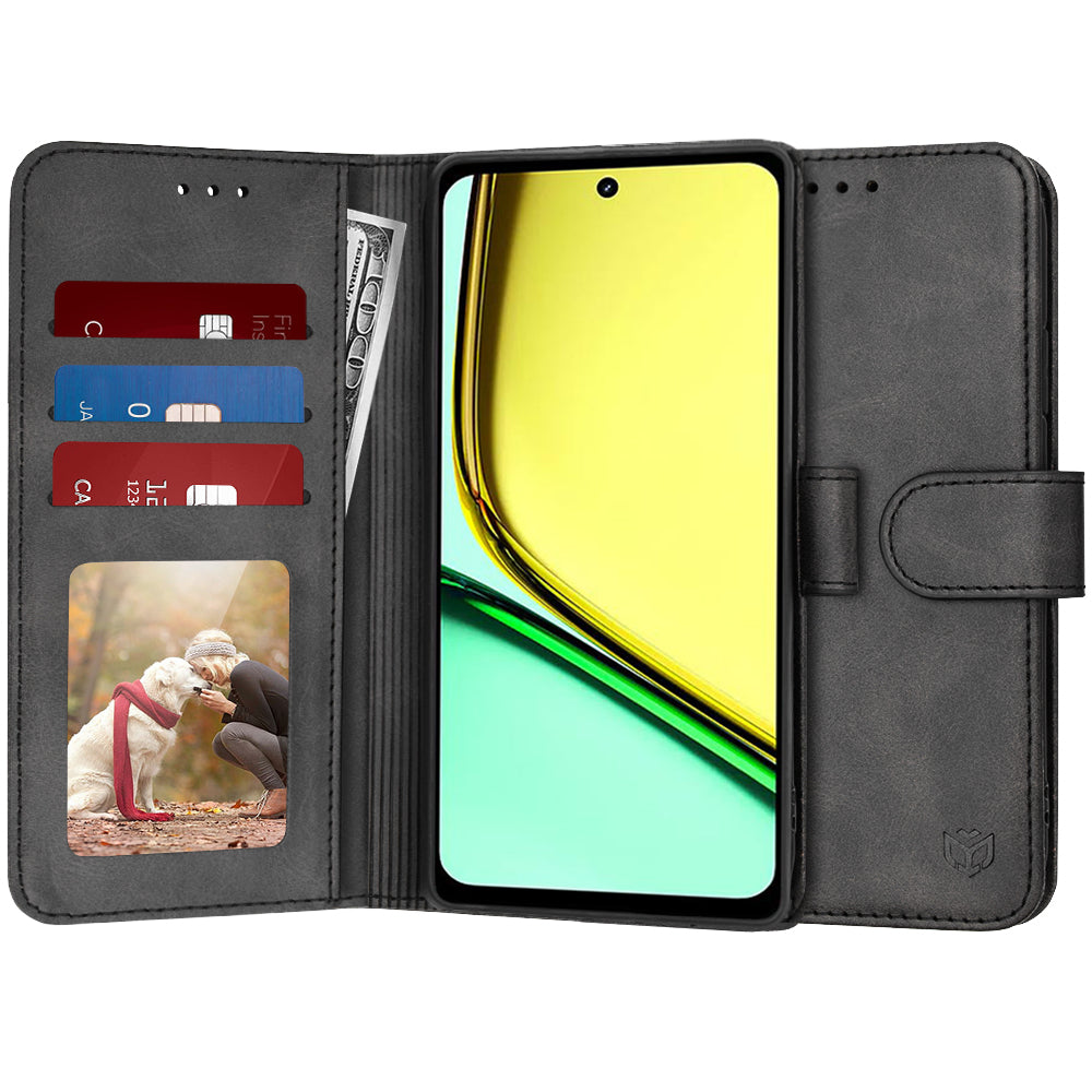 Ovitek za Realme C67 4G, Techsuit, Diary Book, Črn